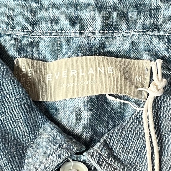 Everlane Relaxed Organic Cotton Chambray Long Sleeve Button Down Shirt Medium - Picture 7 of 11